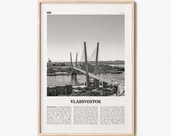 Vladivostok Print Black and White, Vladivostok Wall Art, Vladivostok Poster, Vladivostok Photo, Vladivostok Décor, Vladivostok Map, Russia