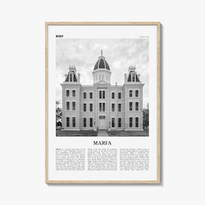 Marfa Print Black and White, Marfa Wall Art, Marfa Poster, Marfa Photo, Marfa Wall Décor, Texas, USA, United States