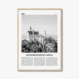 Neuschwanstein Castle Print: Black and White Photography Poster