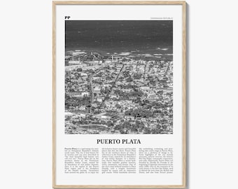 Puerto Plata Poster Print Black and White, Dominican Republic Travel Wall Art, Caribbean Decor