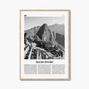 Machu Picchu Poster Print Black and White, Machu Picchu Ruins Photo, Peru Travel Wall Art, Cusco
