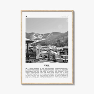 Impressão em preto e branco de Vail, arte de parede de Vail, pôster de Vail, foto de Vail, decoração de parede de Vail, Colorado, EUA, Estados Unidos, América do Norte