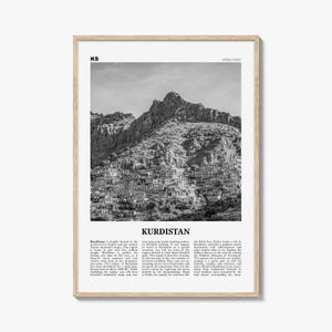 Kurdistan Print Black and White, Kurdistan Wall Art, Kurdistan Poster, Kurdistan Photo, Kurdistan Wall Décor, Kurdistan Map, Middle East