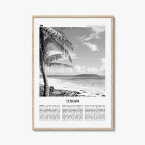 Tinian Print Black and White, Tinian Wall Art, Tinian Poster, Tinian Photo, Tinian Wall Décor, Tinian Map, Northern Mariana Islands