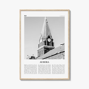 Aurora Print Black and White Illinois, Aurora Wall Art, Aurora Poster, Aurora Photo, Aurora Wall Décor, Illinois, USA, United States