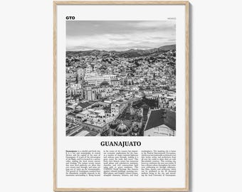 Guanajuato City Print zwart-wit, Guanajuato kunst aan de muur, Guanajuato poster, Guanajuato foto, Guanajuato Wall Decor, Mexico