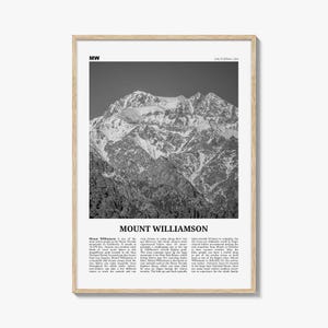 Mount Williamson Print Black and White, Mount Williamson Wall Art, Mount Williamson Poster, Mount Williamson Photo, California, USA