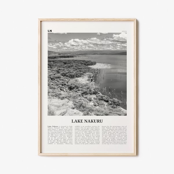 Lake Nakuru Print Black and White, Lake Nakuru Wall Art, Lake Nakuru Poster, Lake Nakuru Photo, Lake Nakuru Wall Décor, Kenya