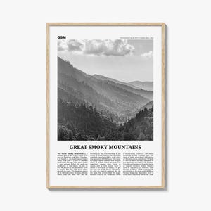 Great Smoky Mountains Nationalpark Druck schwarz weiß, Great Smoky Mountains Wandkunst, Great Smoky Mountains Poster, USA