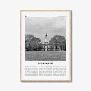 Dartmouth Poster Schwarzweiß New Hampshire, Dartmouth Wandkunst, Dartmouth Poster, Dartmouth Foto, Dartmouth Dekor, USA