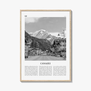 Canazei Print Black and White, Canazei Wall Art, Canazei Poster, Canazei Photo, Canazei Wall Décor, Canazei Map, Italy