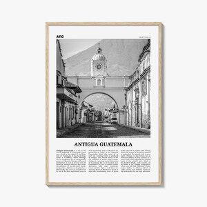 Impresión en blanco y negro de Antigua Guatemala, arte mural de Antigua Guatemala, póster de Antigua Guatemala, foto de Antigua Guatemala, decoración de pared de Antigua