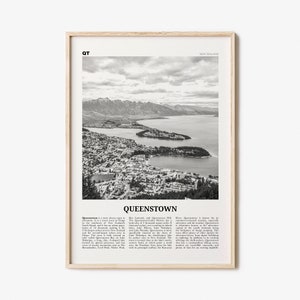 Queenstown Print Black and White, Queenstown Wall Art, Queenstown Poster, Queenstown Photo, Queenstown Wall Decor, New Zealand, Oceania