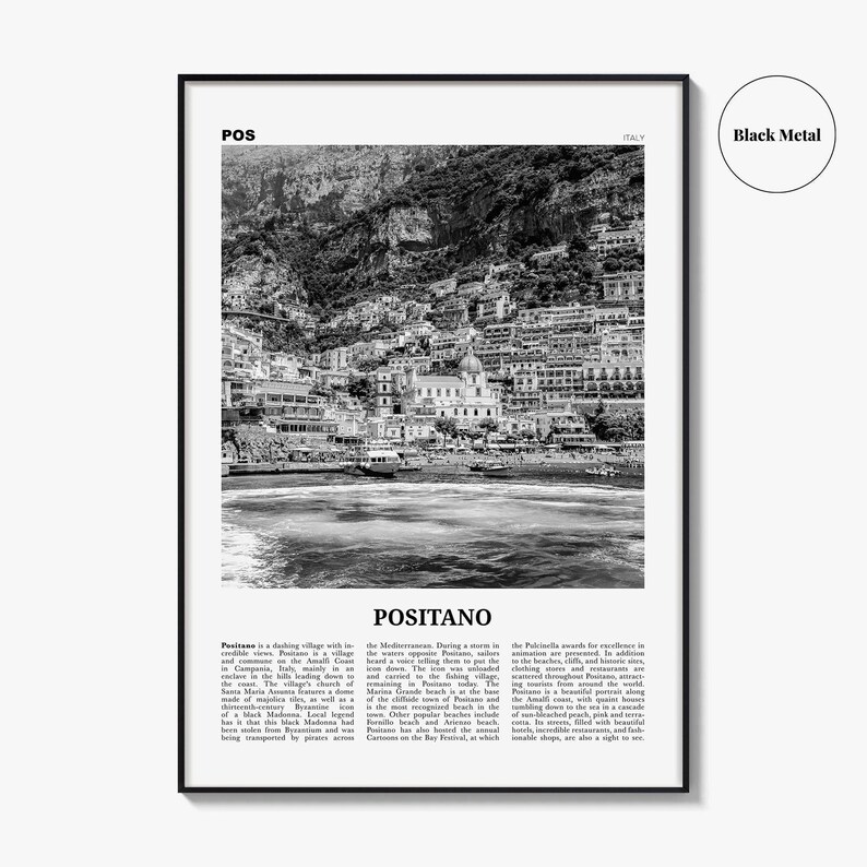 Positano Poster Print Black and White, Italy Travel Wall Art, Amalfi Coast Decor image 9