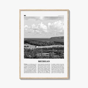 Michigan Print Black and White No 3, Michigan Wall Art, Michigan Poster, Michigan Photo, Michigan Wall Décor, Michigan Map