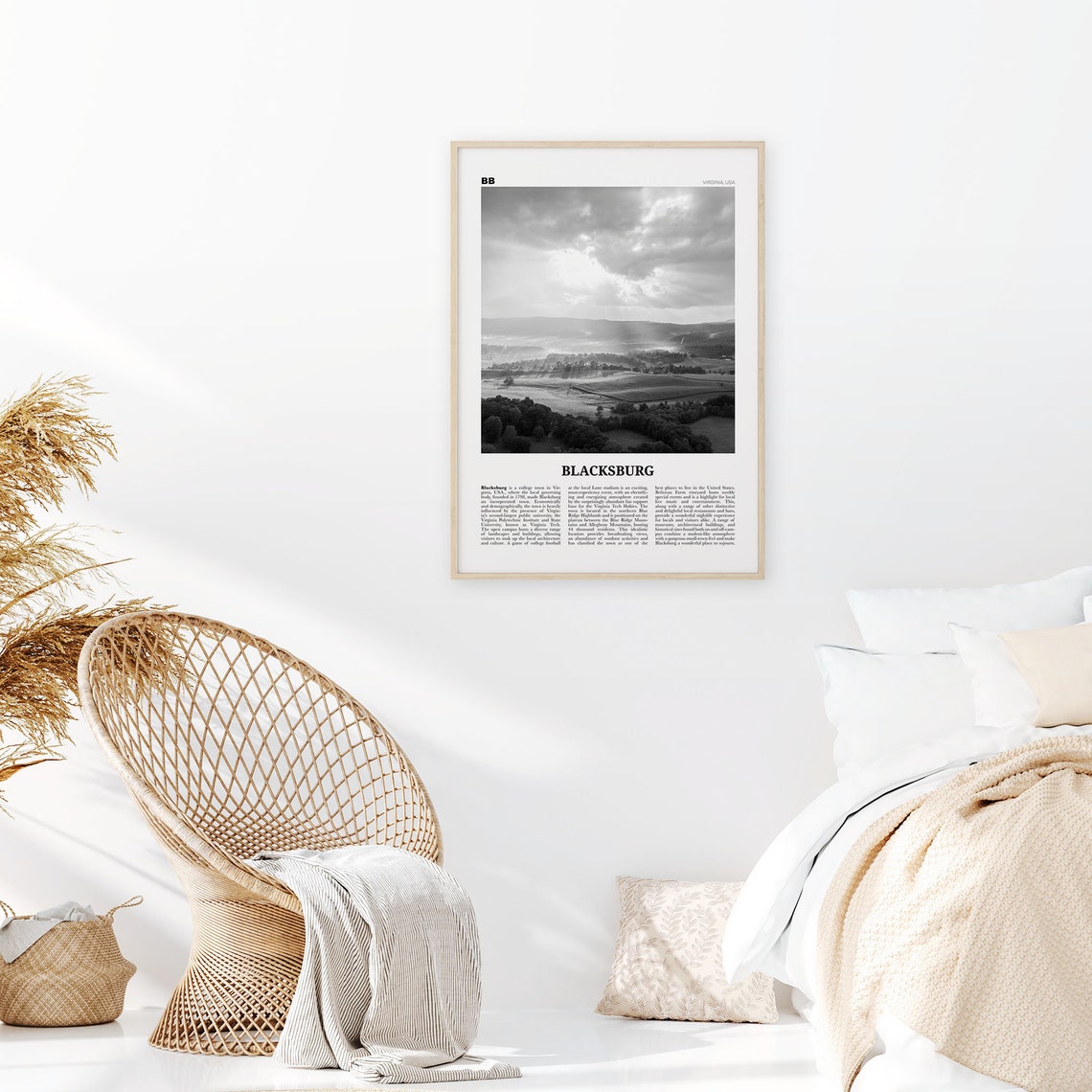 Blacksburg Print Black and White Blacksburg Wall Art Etsy