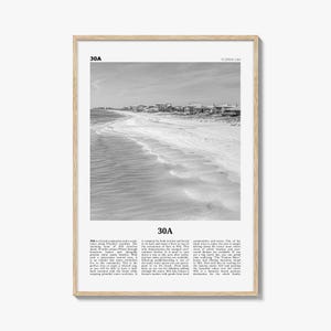 30A print zwart-wit, 30A muurkunst, 30A poster, 30A foto, 30A wanddecoratie, 30A kaart, Florida, VS