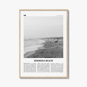 Impression Hermosa Beach noir et blanc n° 1, art mural Hermosa Beach, affiche Hermosa Beach, photo Hermosa Beach, Californie, États-Unis