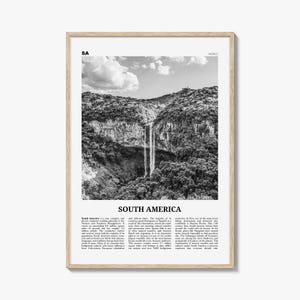 Impresión en blanco y negro de Sudamérica, arte mural de Sudamérica, póster de Sudamérica, foto de Sudamérica, decoración de pared de Sudamérica