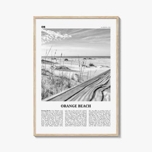 Orange Beach-afdruk zwart-wit, Orange Beach-muurkunst, Orange Beach-poster, Orange Beach-foto, Orange Beach-muurdecoratie, Alabama, VS