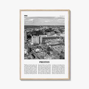 Preston Print Black and White, Preston Wall Art, Preston Poster, Preston Photo, Preston Wall Décor, Preston Map, England, UK