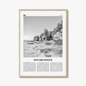 New Brunswick Poster Print Black and White, Canada Travel Wall Art, Coastal Nature Decor