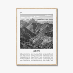 Europe Print Black and White, Europe Wall Art, Europe Poster, Europe Photo, Europe Wall Decor, Continent Art Print
