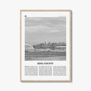 King County Print Schwarz und weiß, King County, Wandkunst, King Poster, King County Foto, King Wanddekor, King County Karte, Washington, USA