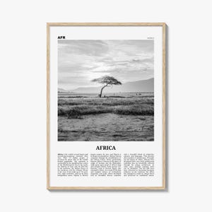 Afrika Poster Schwarz weiß, Savanne Reise Wand Kunst, Natur Fotografie, Afrikanische Landschaft