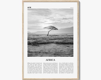 Africa Poster Print Black and White, Savanna Travel Wall Art, Nature Photography, African Scenery
