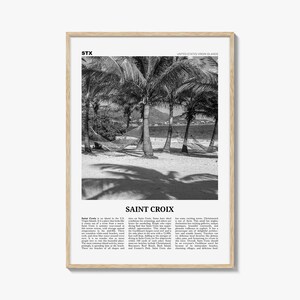 Impressão de Santa Cruz em preto e branco, arte de parede de Santa Cruz, pôster de Santa Cruz, foto de Santa Cruz, Santa Cruz, Twin City, Ilhas Virgens Americanas