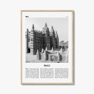 Stampa Mali in bianco e nero, Arte murale Mali, Poster Mali, Foto Mali, Decorazione murale Mali, Stampa artistica di campagna, Africa, Bamako