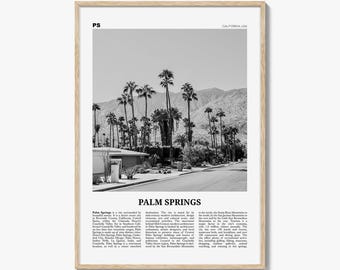 Póster de Palm Springs en blanco y negro, arte mural de viajes por California, decoración con vistas a la montaña