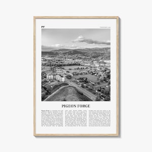 Pigeon Forge Poster Print Black and White, Tennessee Travel Wall Art, Mountain Town Photography