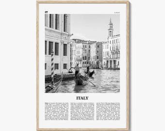 Plakat z Włoch, czarno-biały, zdjęcie Canal Grande, sztuka ścienna z podróży do Wenecji, Wenecja