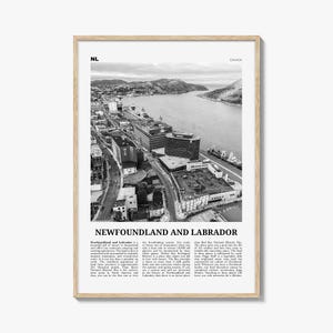 Newfoundland en labrador zwart-wit print, Newfoundland en labrador kunst aan de muur, Newfoundland en labrador poster, Canada