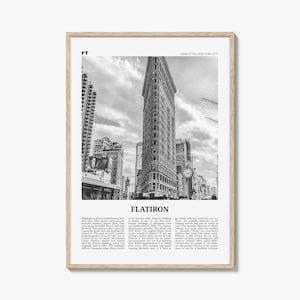 Impresión de Flatiron en blanco y negro, arte mural de Flatiron, póster de Flatiron, foto de Flatiron, decoración de pared de Flatiron, Manhattan, Nueva York, EE. UU.