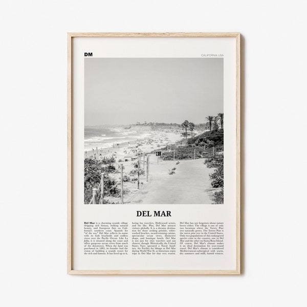 Del Mar Print Black and White No 1, Del Mar Wall Art, Del Mar Poster, Del Mar Photo, Del Mar Decor, California, USA, United States