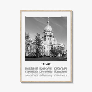 Stampa dell'Illinois in bianco e nero n. 3, Arte murale dell'Illinois, Poster dell'Illinois, Foto dell'Illinois, Decorazione murale dell'Illinois, USA, Stati Uniti, America