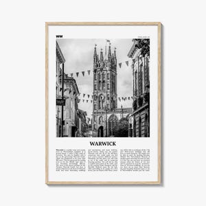 Warwick Print Black and White, Warwick Wall Art, Warwick Poster, Warwick Photo, Warwick Wall Décor, Warwickshire, England, United Kingdom