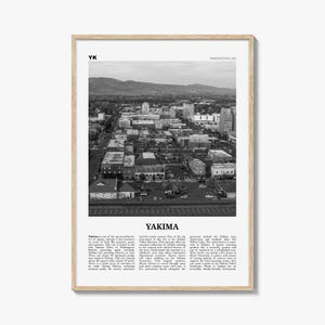 Yakima Print Schwarz und Weiß, Yakima Wandkunst, Yakima Poster, Yakima Foto, Yakima Wanddekor, Yakima Karte, Washington, USA