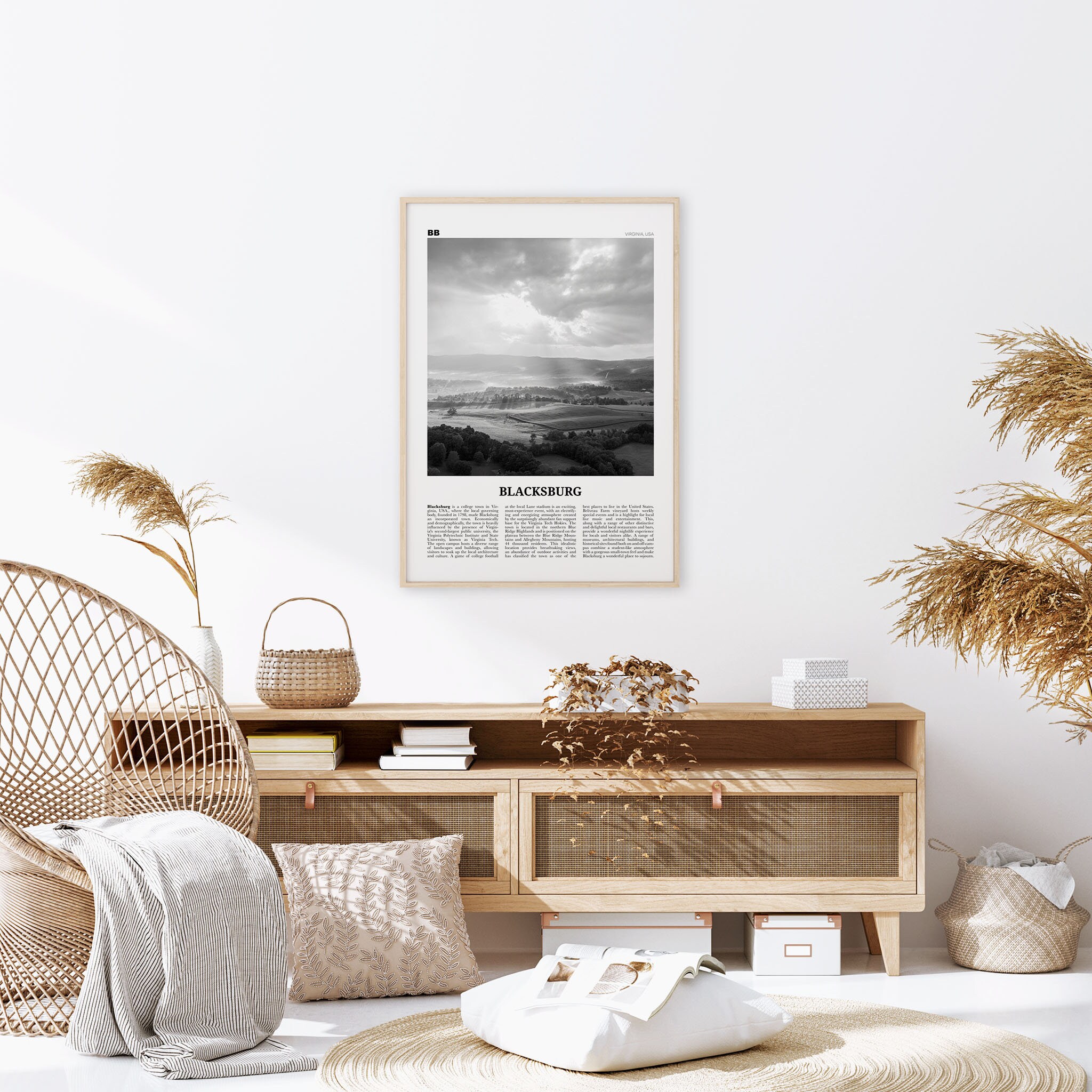 Blacksburg Print Black and White Blacksburg Wall Art Etsy