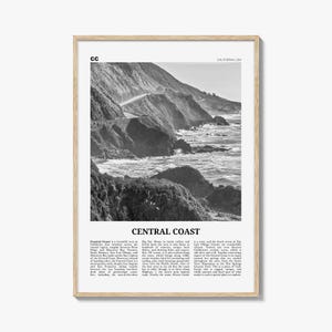 Central Coast Print Black and White, Central Coast Wall Art, Central Coast Poster, Central Coast Photo, Central Coast Décor, California, USA