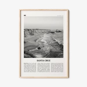 Santa Cruz Print Black and White No 1, Santa Cruz Wall Art, Santa Cruz Poster, Santa Cruz Photo, California, USA, United States