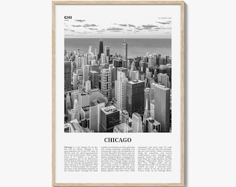 Chicago Print Black and White No 1, Chicago Wall Art, Chicago Poster, Chicago Photo, Chicago Decor, Illinois, USA, United States