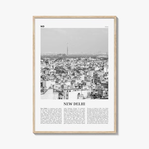 Póster de Nueva Delhi en blanco y negro, arte mural de viajes a la India, decoración Naī Dillī