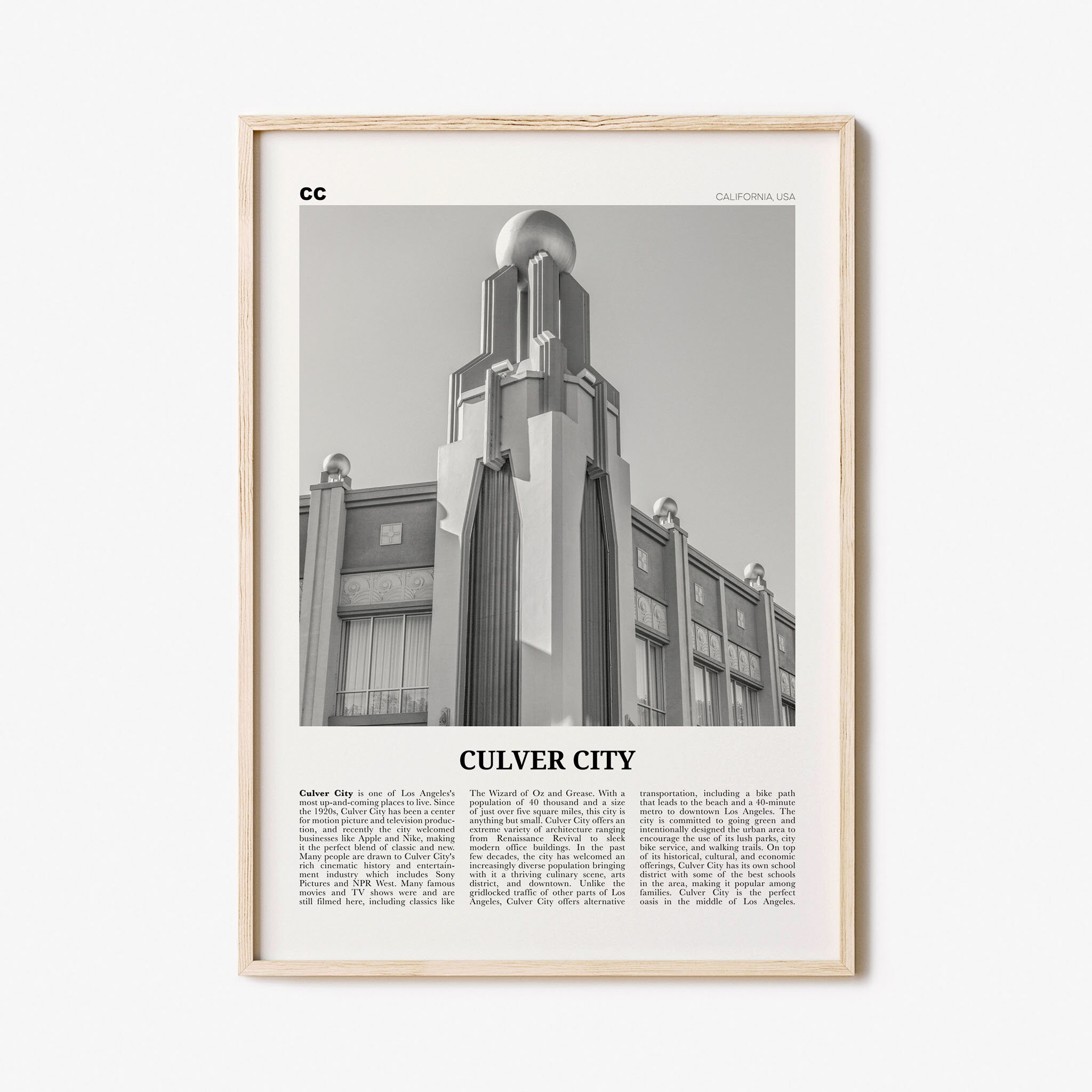 Culver City Print Black and White Culver City Wall Art - Etsy Israel