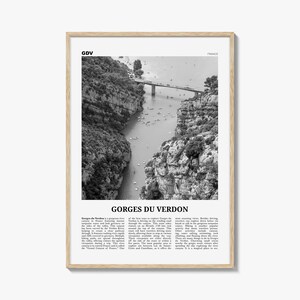 Impression Gorges du Verdon noir et blanc, art mural Gorges du Verdon, poster Gorges du Verdon, photo Gorges du Verdon, France