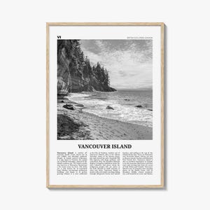 Vancouver Island Poster Schwarzweiß, Vancouver Island Wandkunst, Vancouver Island Poster, Vancouver Island Foto, Vancouver Island, British Canada, Kanada