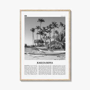 Kailua Kona Print Black and White, Kailua-Kona Wall Art, Kailua-Kona Poster, Kailua-Kona Photo, Kailua-Kona Wall Décor, Hawaii, USA